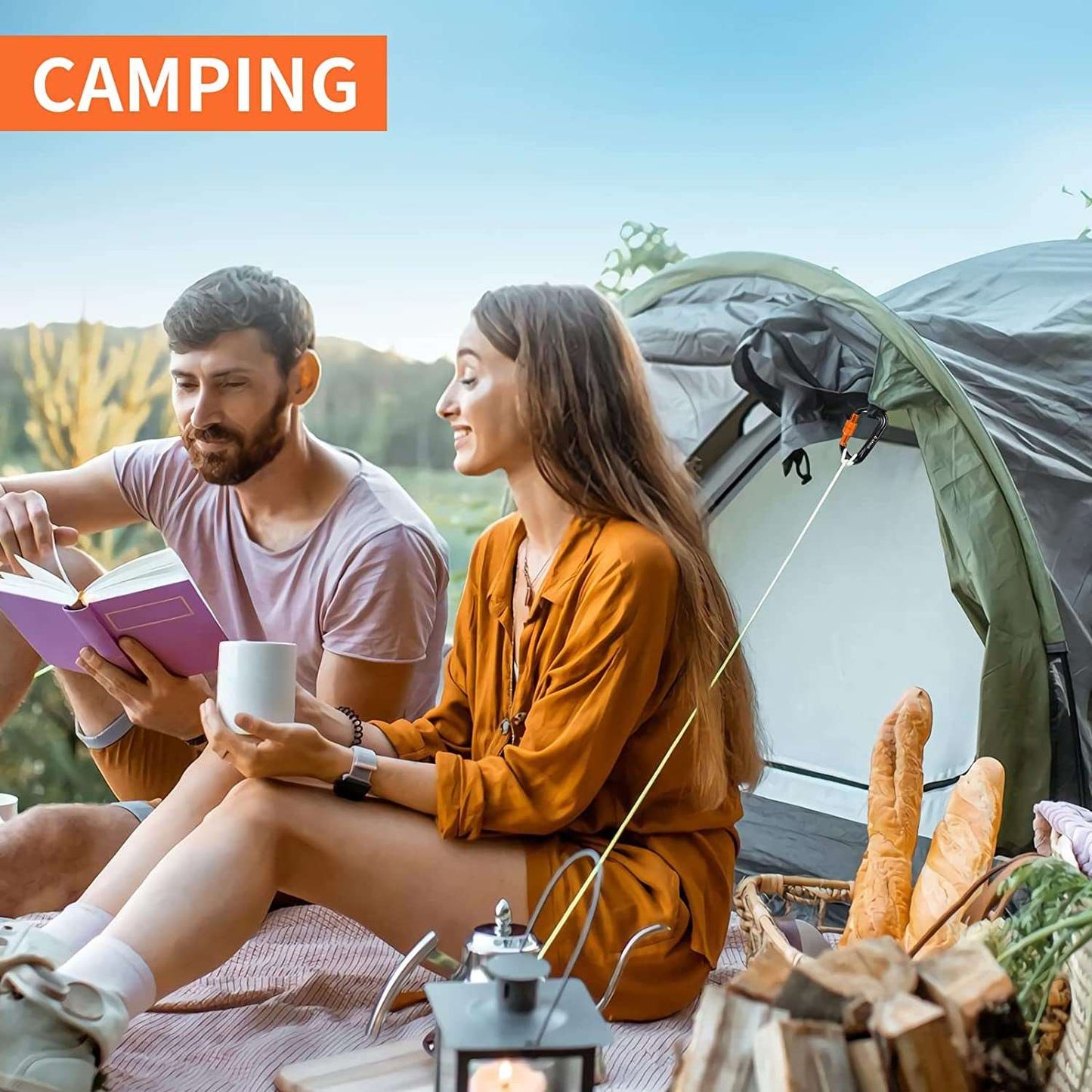 "Ultra-Durable Locking Carabiner Clips - Supports 2697 Lbs - Perfect for Hammocks, Keychains, and More!"
