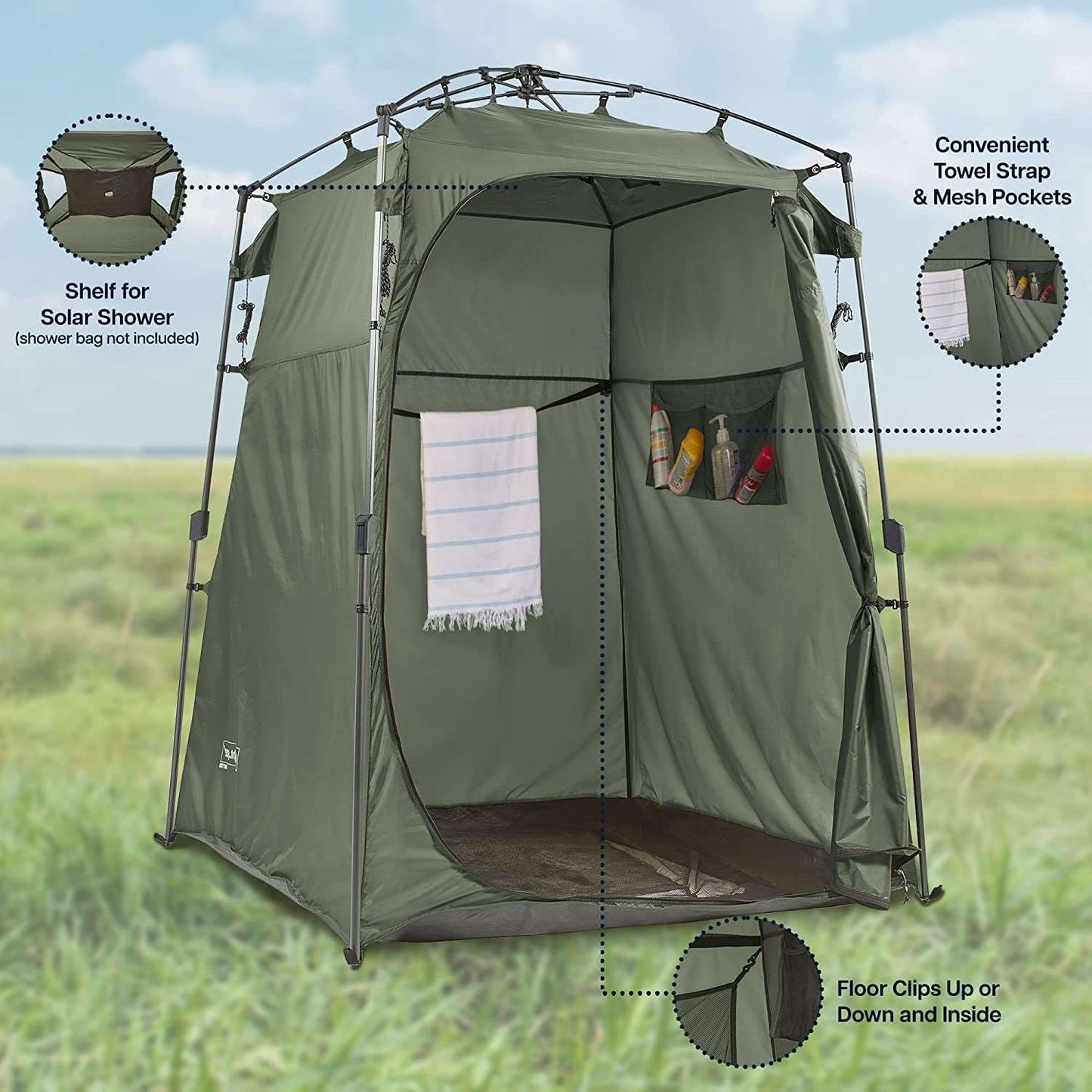 "Ultimate Outdoor Privacy Solution: 3-In-1 Pop-Up Tent for Changing, Showering, and Bathroom Needs - Perfect for Camping and Outdoor Adventures!"