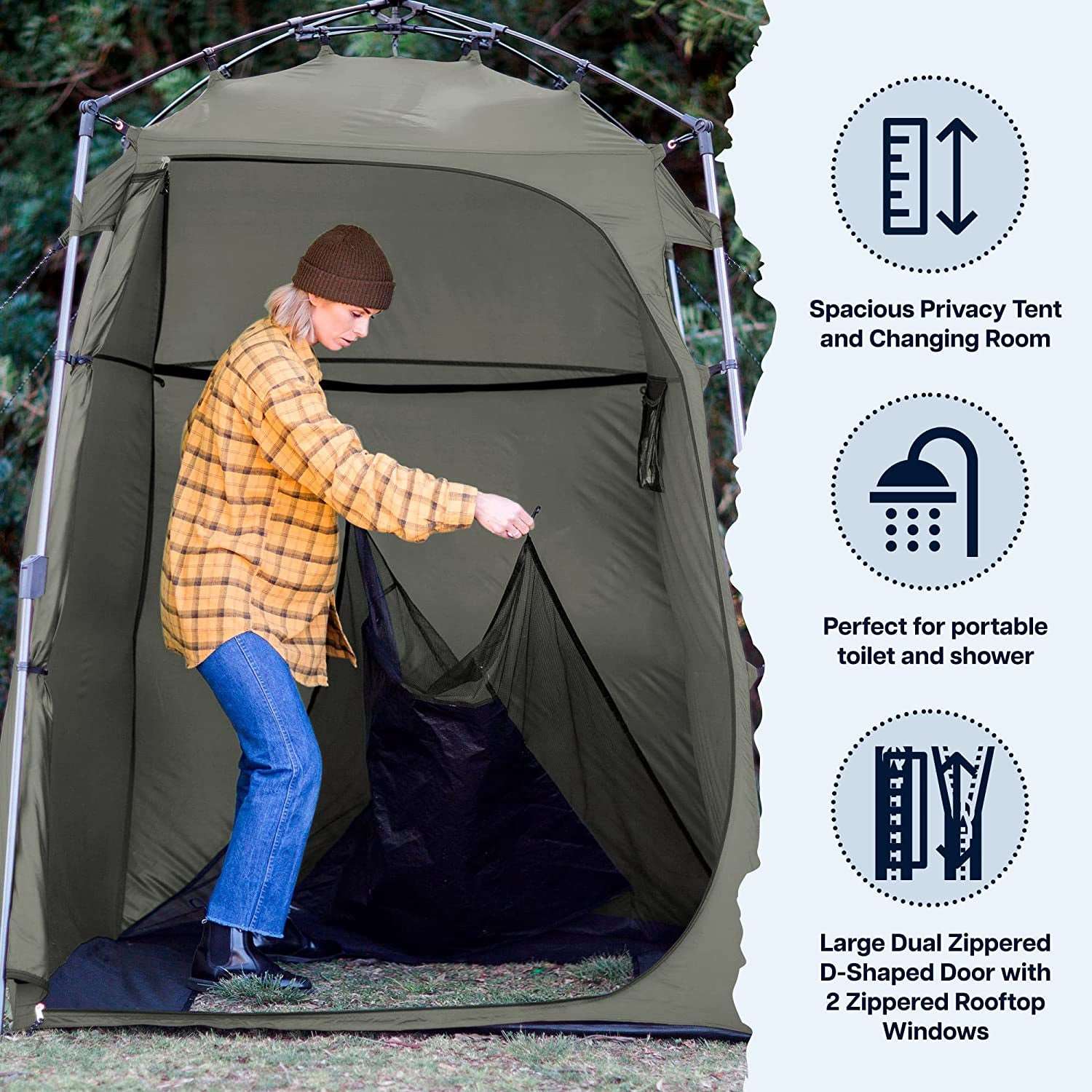 "Ultimate Outdoor Privacy Solution: 3-In-1 Pop-Up Tent for Changing, Showering, and Bathroom Needs - Perfect for Camping and Outdoor Adventures!"