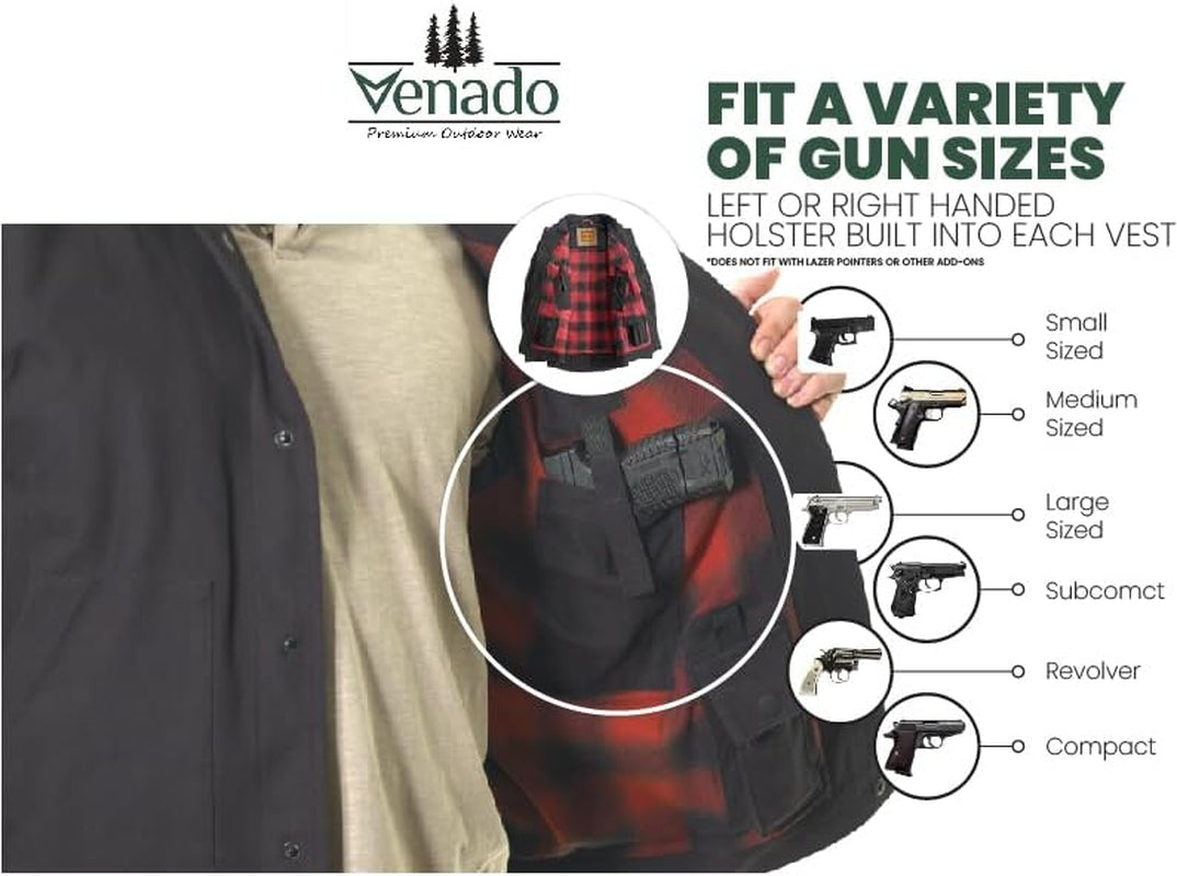 "Ultimate Men'S Concealed Carry Shirt Jacket - Premium Canvas, Tactical Conceal Carry Pockets"
