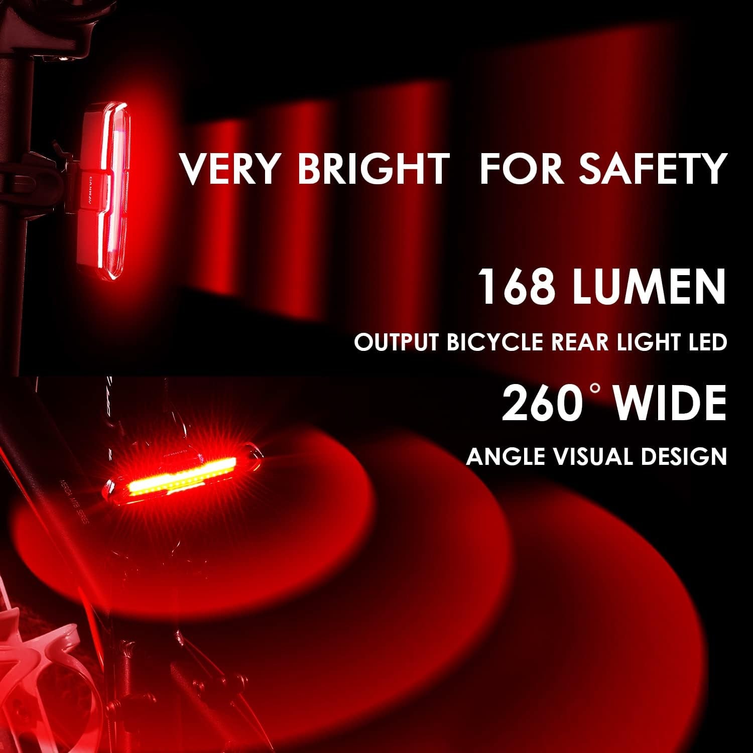 "Ride with Confidence: Ultra-Bright Bike Tail Light with Rechargeable Battery - 168 Lumens, 5 Modes, Waterproof - Enhance Safety for Road, Mountain, and Night Riding"