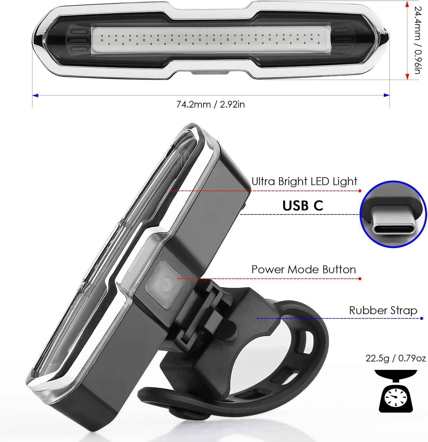 "Ride with Confidence: Ultra-Bright Bike Tail Light with Rechargeable Battery - 168 Lumens, 5 Modes, Waterproof - Enhance Safety for Road, Mountain, and Night Riding"