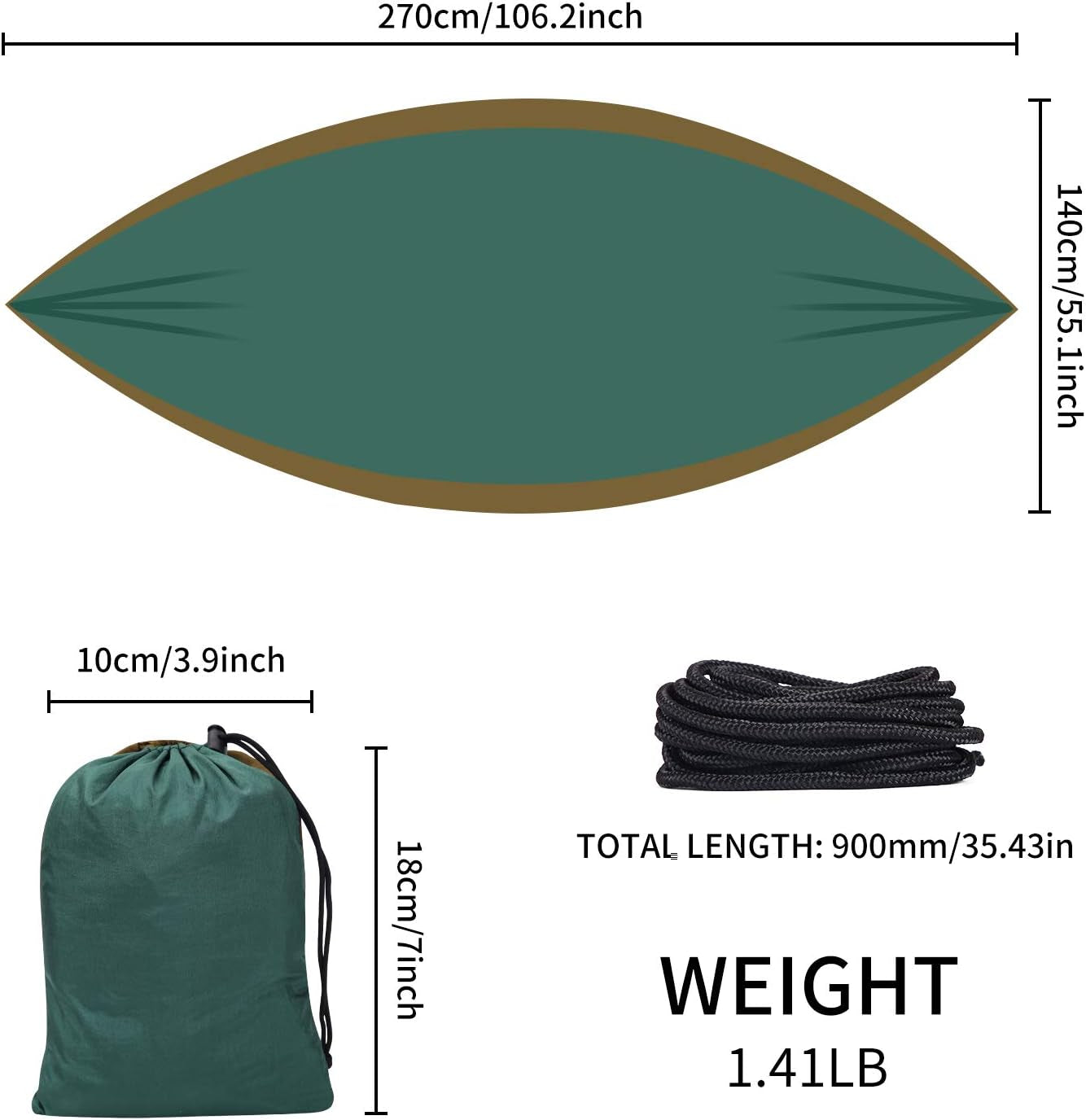 "Ultimate Portable Double Hammock - Your Perfect Companion for Hiking, Camping, Backpacking, Travel, Yard, and Beach Adventures!"