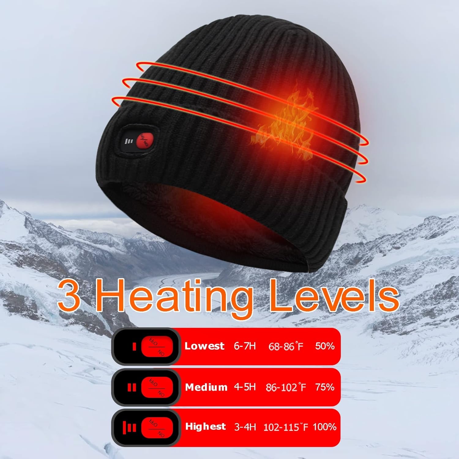"Stay Warm in Style with Our Rechargeable Battery Heated Hat - Perfect for Skiing, Camping, and Hunting!"
