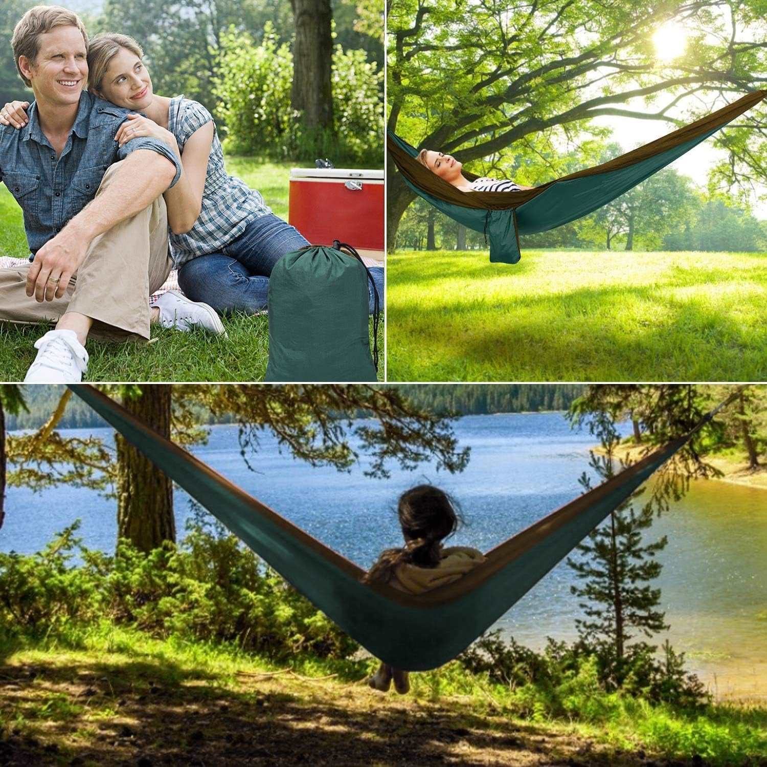 "Ultimate Portable Double Hammock - Your Perfect Companion for Hiking, Camping, Backpacking, Travel, Yard, and Beach Adventures!"