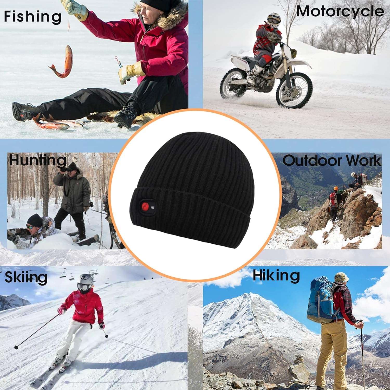"Stay Warm in Style with Our Rechargeable Battery Heated Hat - Perfect for Skiing, Camping, and Hunting!"