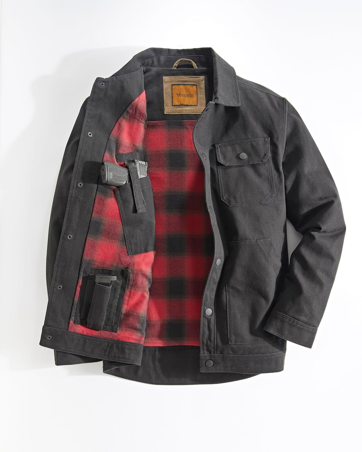 "Ultimate Men'S Concealed Carry Shirt Jacket - Premium Canvas, Tactical Conceal Carry Pockets"
