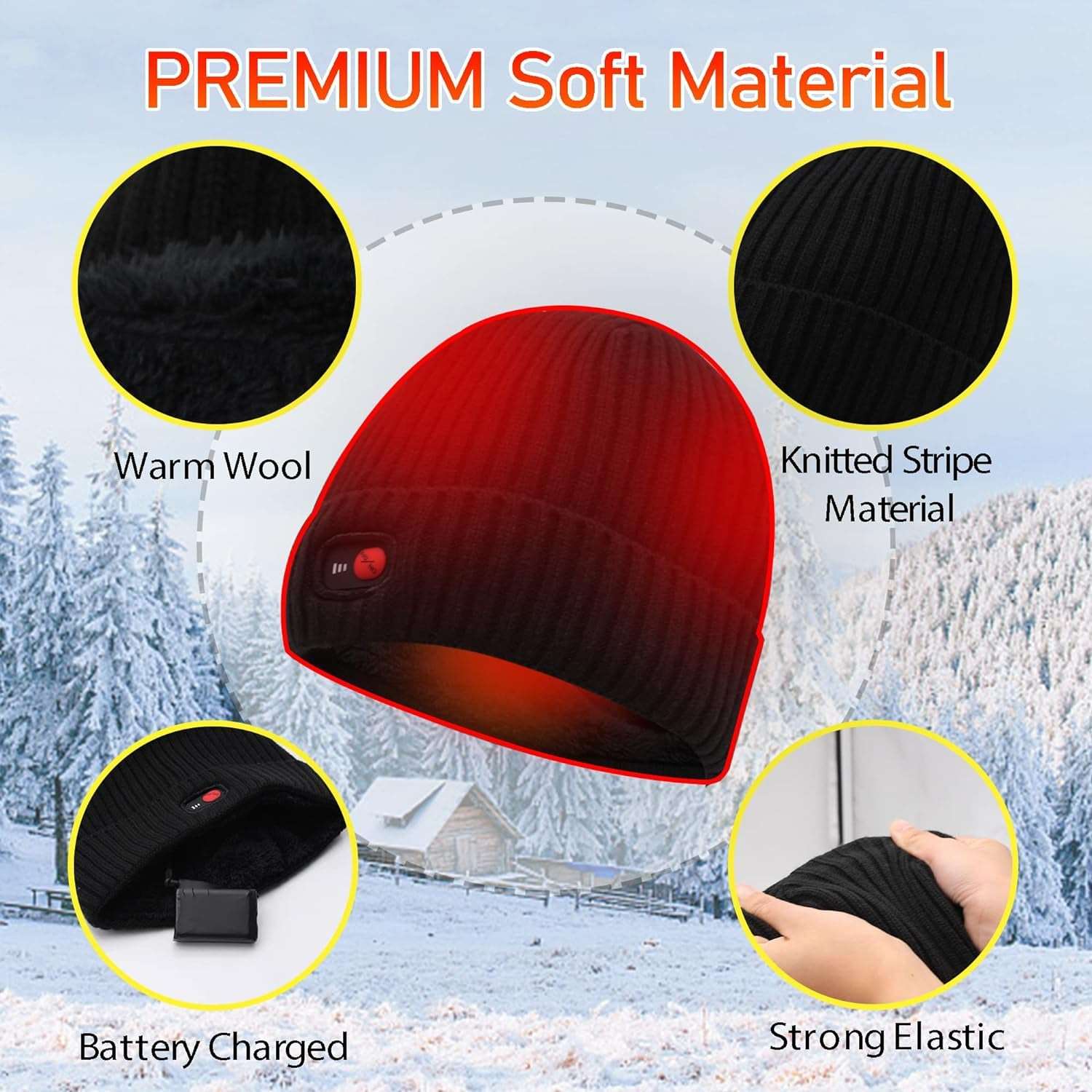 "Stay Warm in Style with Our Rechargeable Battery Heated Hat - Perfect for Skiing, Camping, and Hunting!"